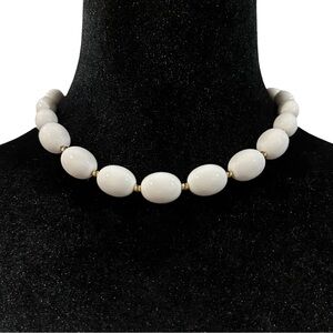Vintage Monet Necklace White Gold Tone Beaded 18 Inch Length